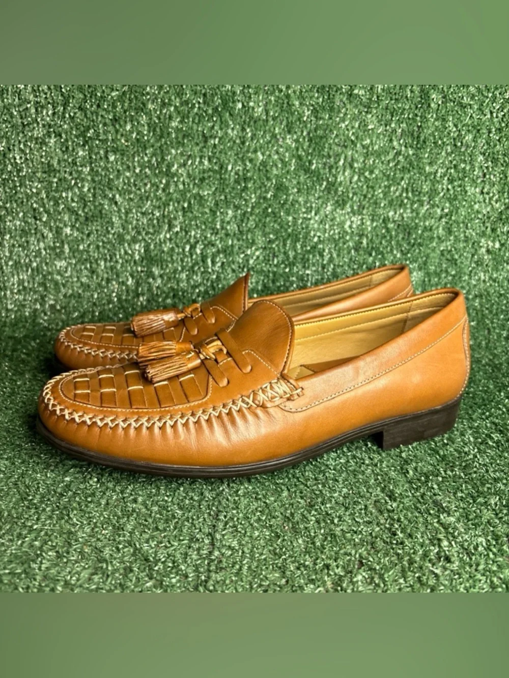 NEW Johnston & Murphy Men's 20-3322 Brown‎ Leather Tassel Stitched Loafers 8.5 M
